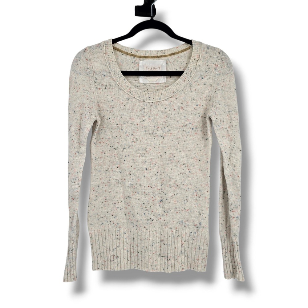 Old Navy Womens Cream Confetti Speckled Lambs Wool Blend Sweater Size Small